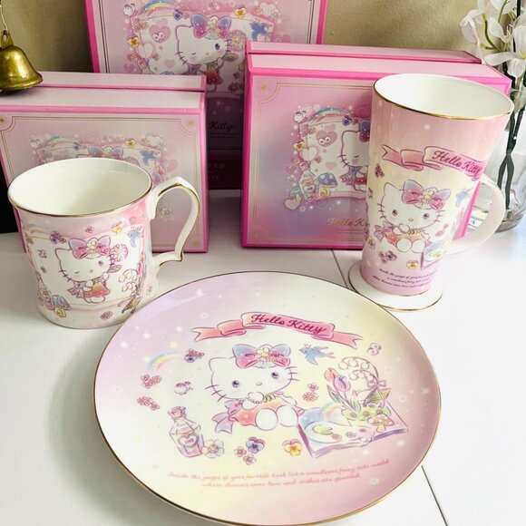 Hello Kitty 3 Piece Plate and Cup Set - Picture 1 of 4